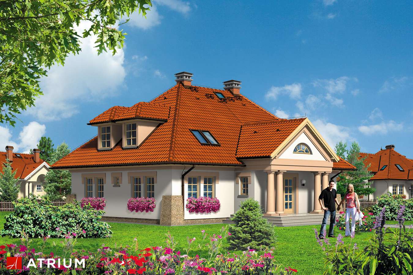 Projekty domów - Projekt domu z poddaszem KASZTELAN - wizualizacja 2 - wersja lustrzana