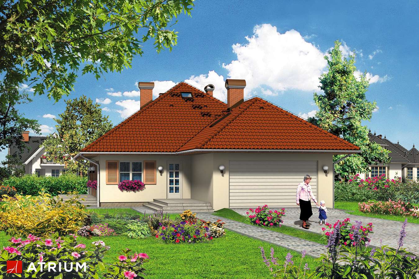 Projekty domów - Projekt domu z poddaszem RUCZAJ - wizualizacja 1 - wersja lustrzana