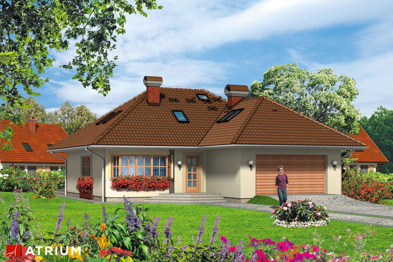 Projekty domów - Projekt domu z poddaszem BENIAMINEK - wizualizacja 1 - wersja lustrzana