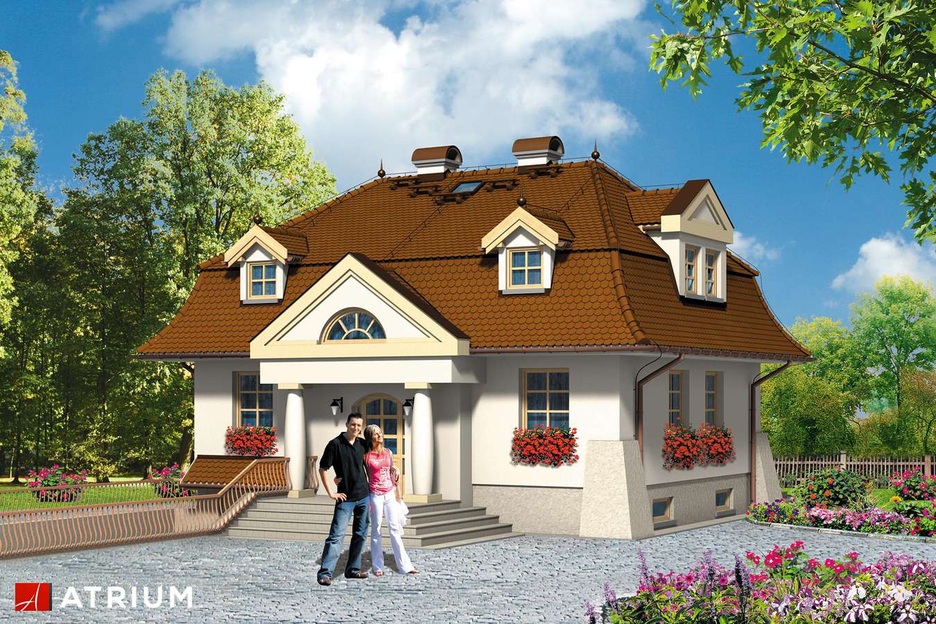 Projekty domów - Projekt domu z poddaszem BELLA - wizualizacja 2 - wersja lustrzana