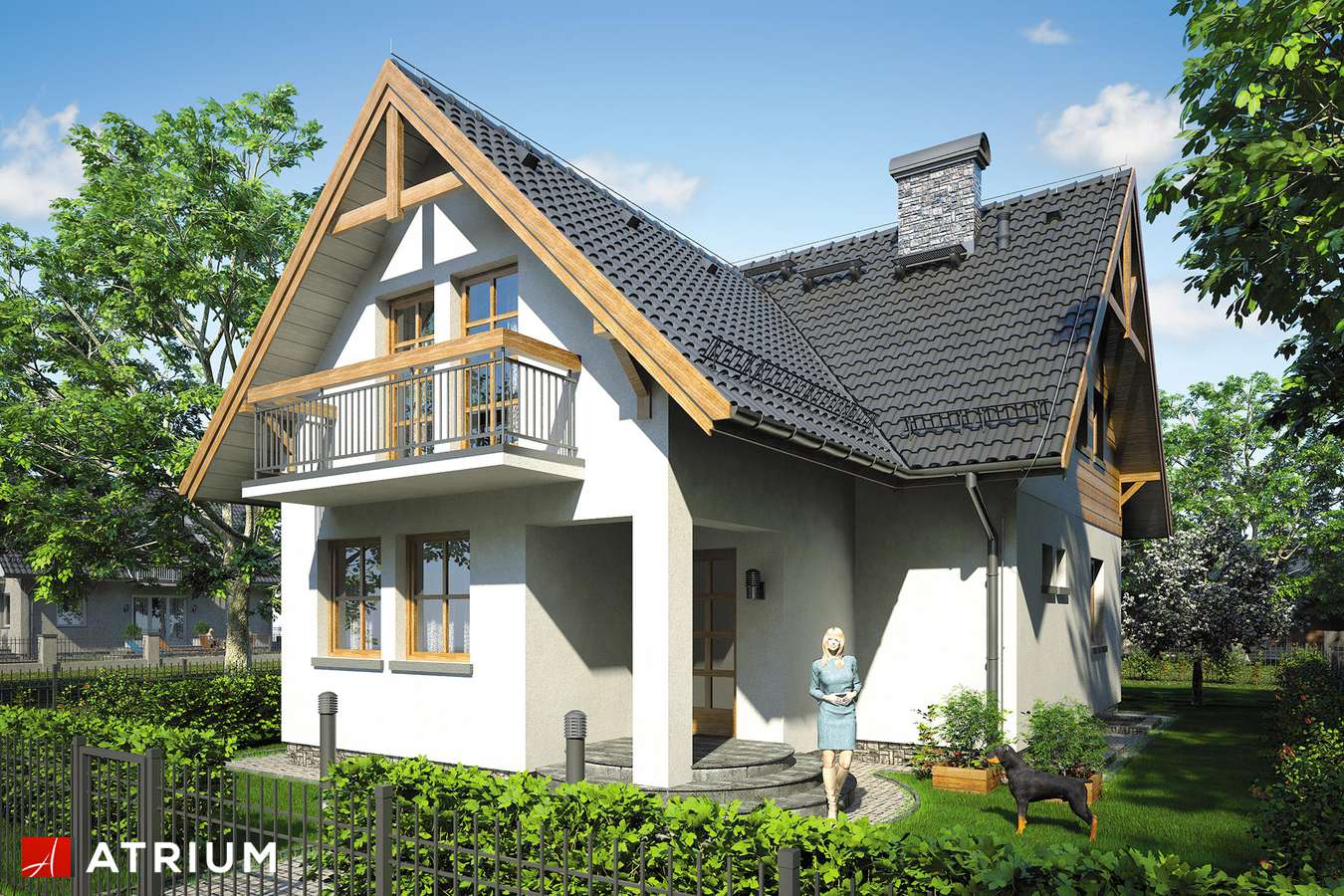 Projekty domów - Projekt domu z poddaszem BARTłOMIEJ - wizualizacja 1 - wersja lustrzana