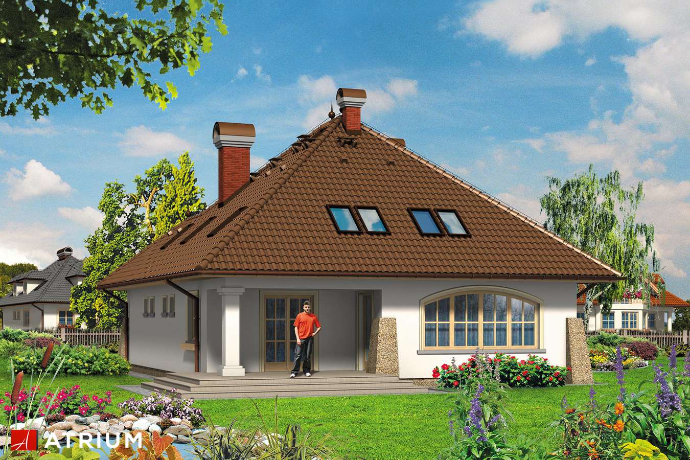 Projekty domów - Projekt domu z poddaszem WILLA FANTAZJA - wizualizacja 2 - wersja lustrzana