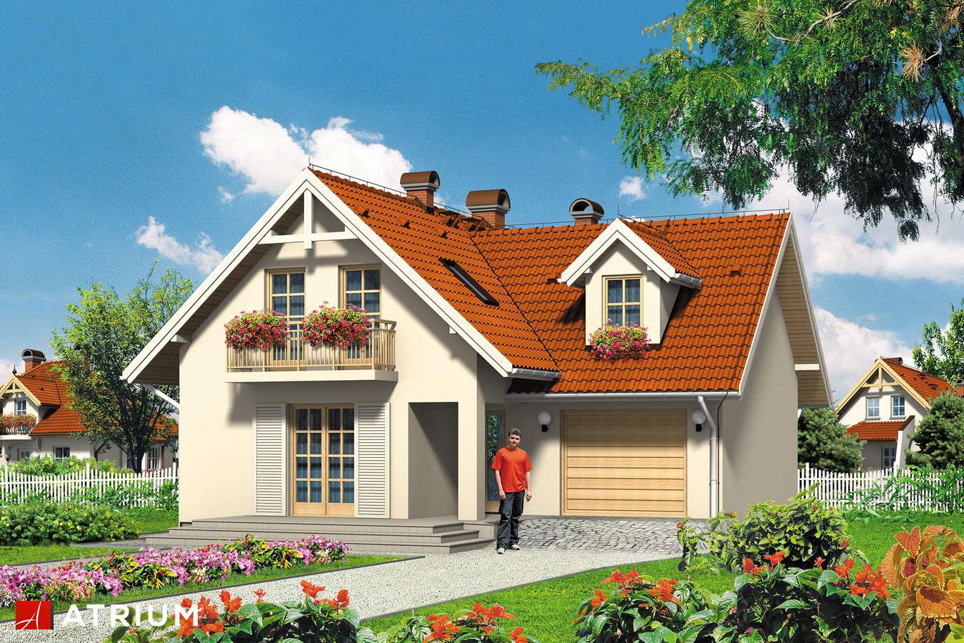 Projekty domów - Projekt domu z poddaszem KRóLEWNA ŚNIEżKA - wizualizacja 1 - wersja lustrzana