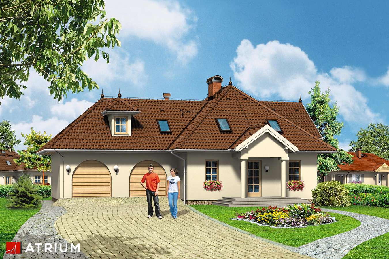 Projekty domów - Projekt domu z poddaszem PODKOMORZY - wizualizacja 1 - wersja lustrzana