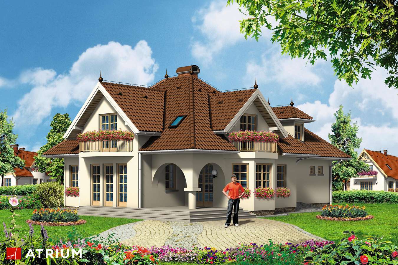 Projekty domów - Projekt domu z poddaszem PODKOMORZY - wizualizacja 2 - wersja lustrzana