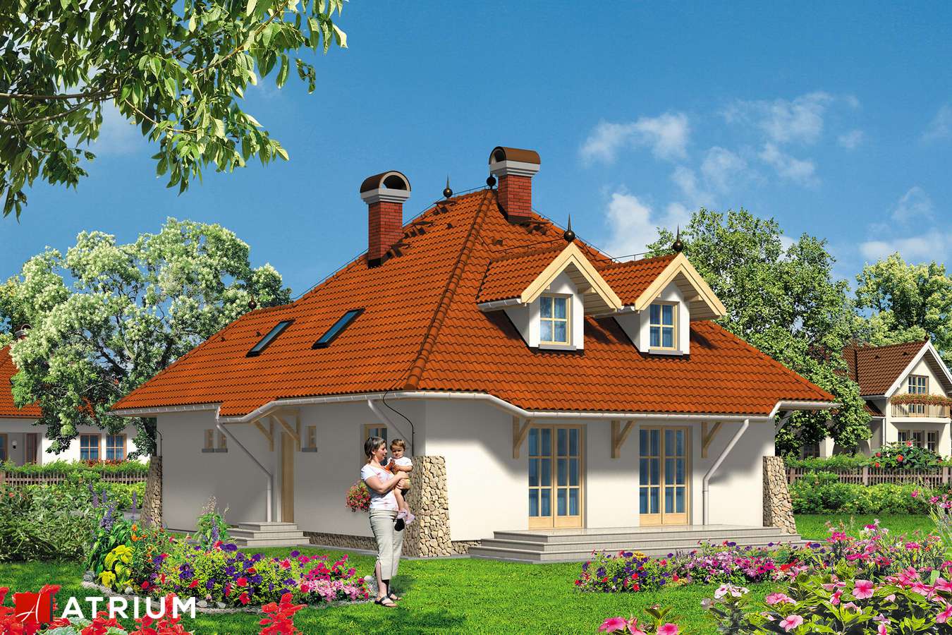 Projekty domów - Projekt domu z poddaszem WILLA PROWANSJA - wizualizacja 2 - wersja lustrzana