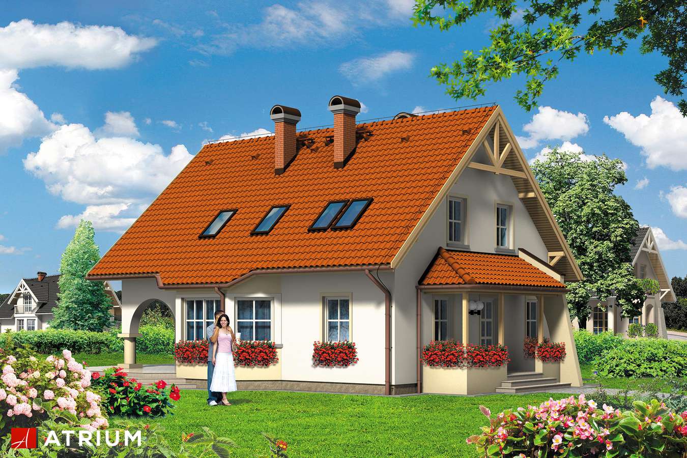 Projekty domów - Projekt domu z poddaszem ZACISZEK - wizualizacja 1 - wersja lustrzana