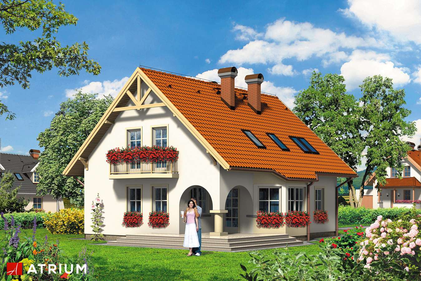 Projekty domów - Projekt domu z poddaszem ZACISZEK - wizualizacja 2 - wersja lustrzana