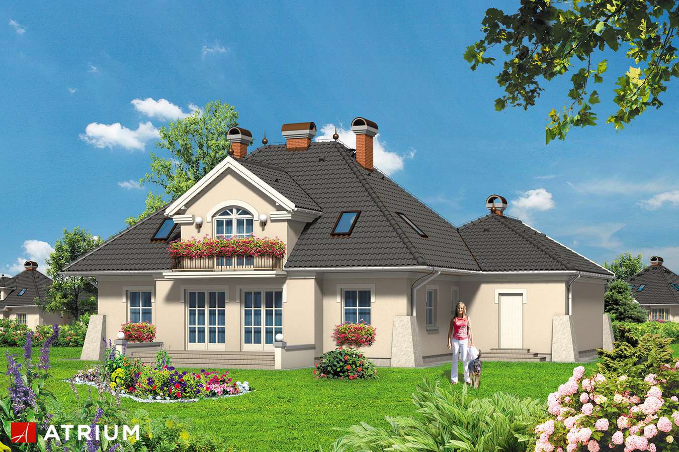 Projekty domów - Projekt domu z poddaszem KALINOWY DWOREK - wizualizacja 2 - wersja lustrzana