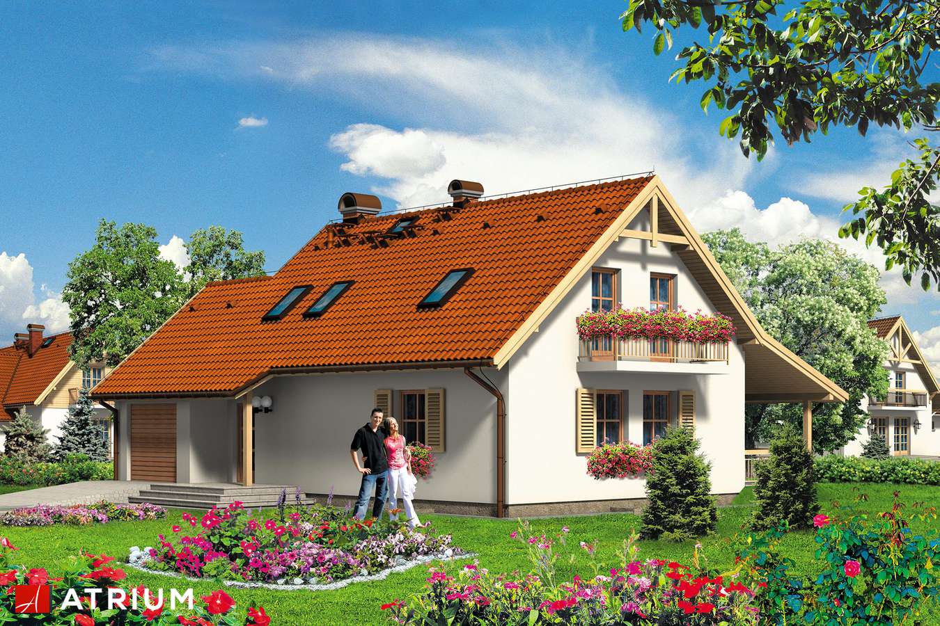 Projekty domów - Projekt domu z poddaszem SłODYSZEK - wizualizacja 1 - wersja lustrzana