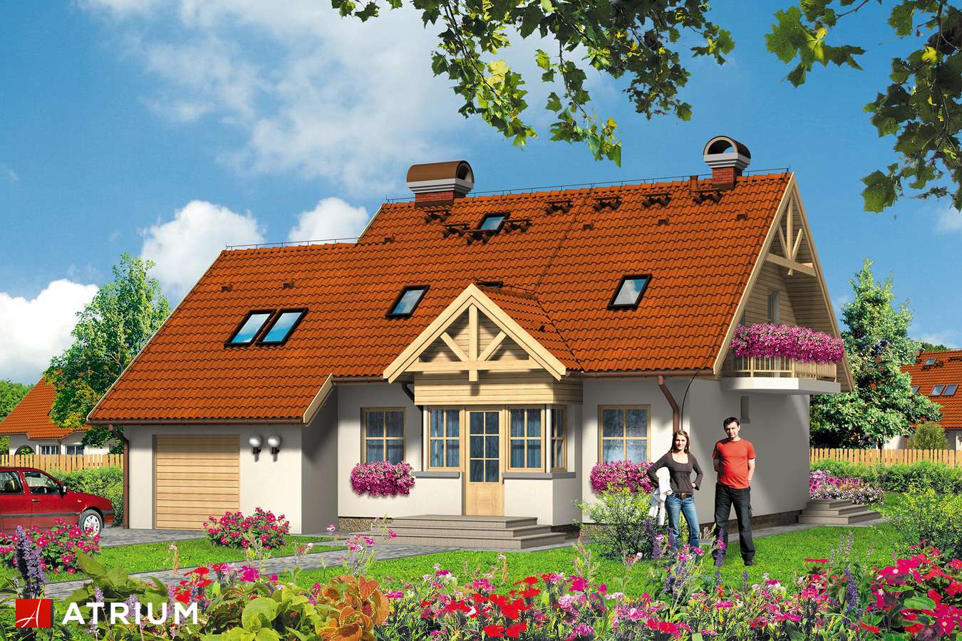 Projekty domów - Projekt domu z poddaszem DUKACIK - wizualizacja 1 - wersja lustrzana