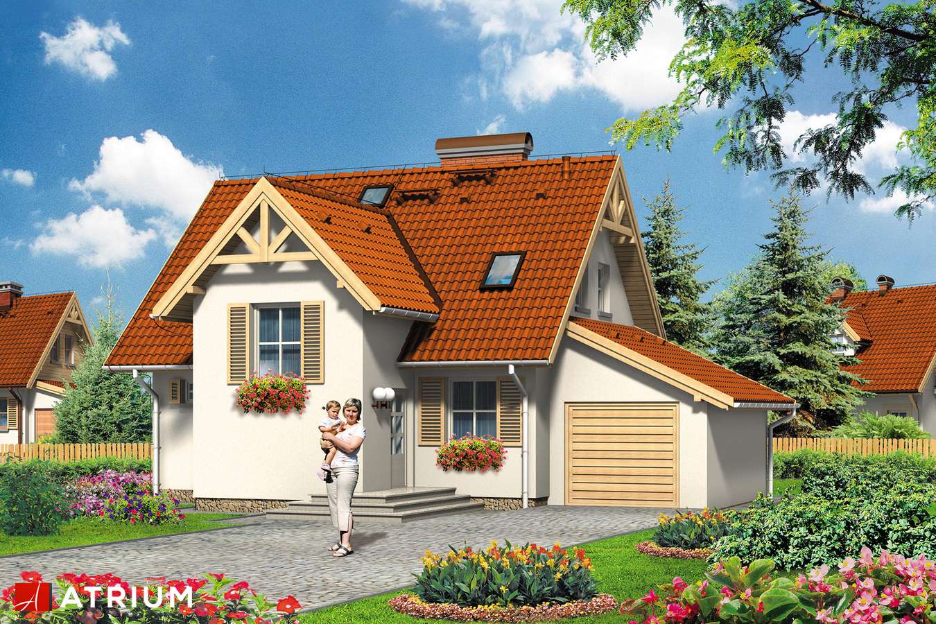 Projekty domów - Projekt domu z poddaszem VELLA - wizualizacja 1 - wersja lustrzana