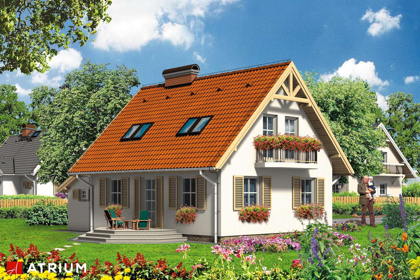 Projekty domów - Projekt domu z poddaszem VELLA - wizualizacja 2 - wersja lustrzana