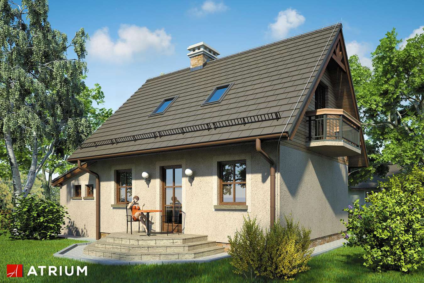 Projekty domów - Projekt domu z poddaszem KRUSZYNA II - wizualizacja 2 - wersja lustrzana