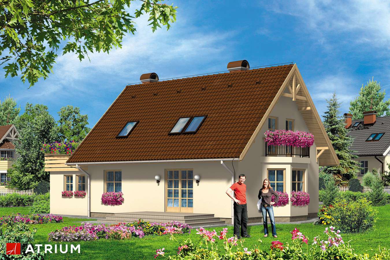 Projekty domów - Projekt domu z poddaszem LIBRETTO - wizualizacja 2 - wersja lustrzana