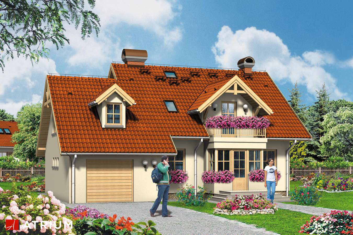 Projekty domów - Projekt domu z poddaszem PLUSIK - wizualizacja 1 - wersja lustrzana