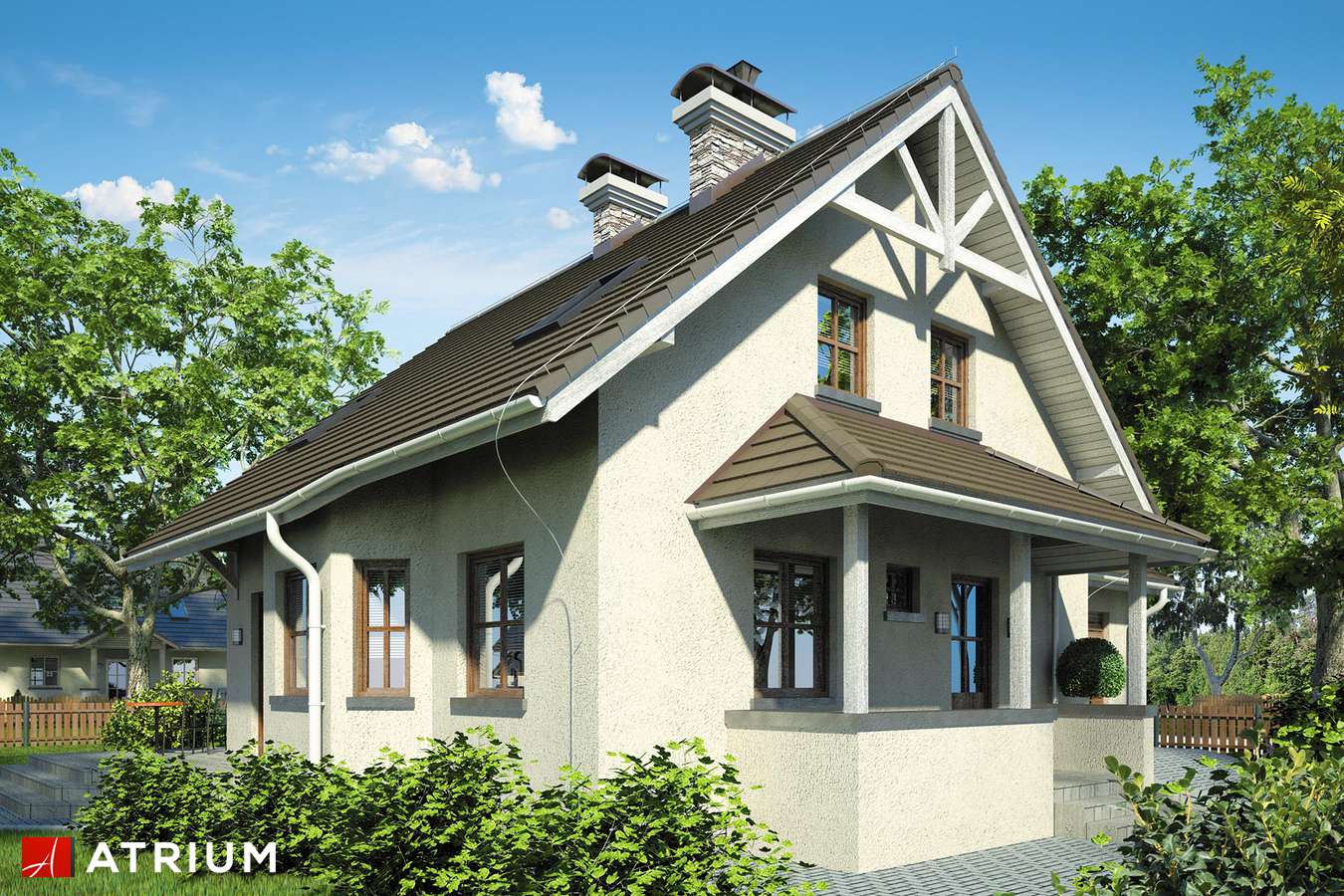 Projekty domów - Projekt domu z poddaszem MAX PLUS - wizualizacja 1 - wersja lustrzana