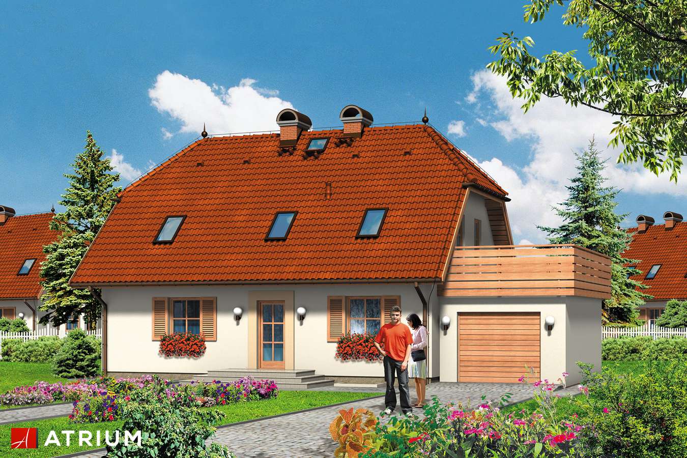Projekty domów - Projekt domu z poddaszem ŁAKOTEK - wizualizacja 1 - wersja lustrzana