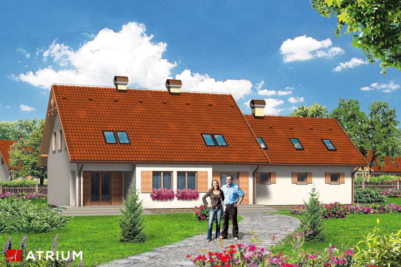 Projekty domów - Projekt domu z poddaszem TAURUS - wizualizacja 2 - wersja lustrzana