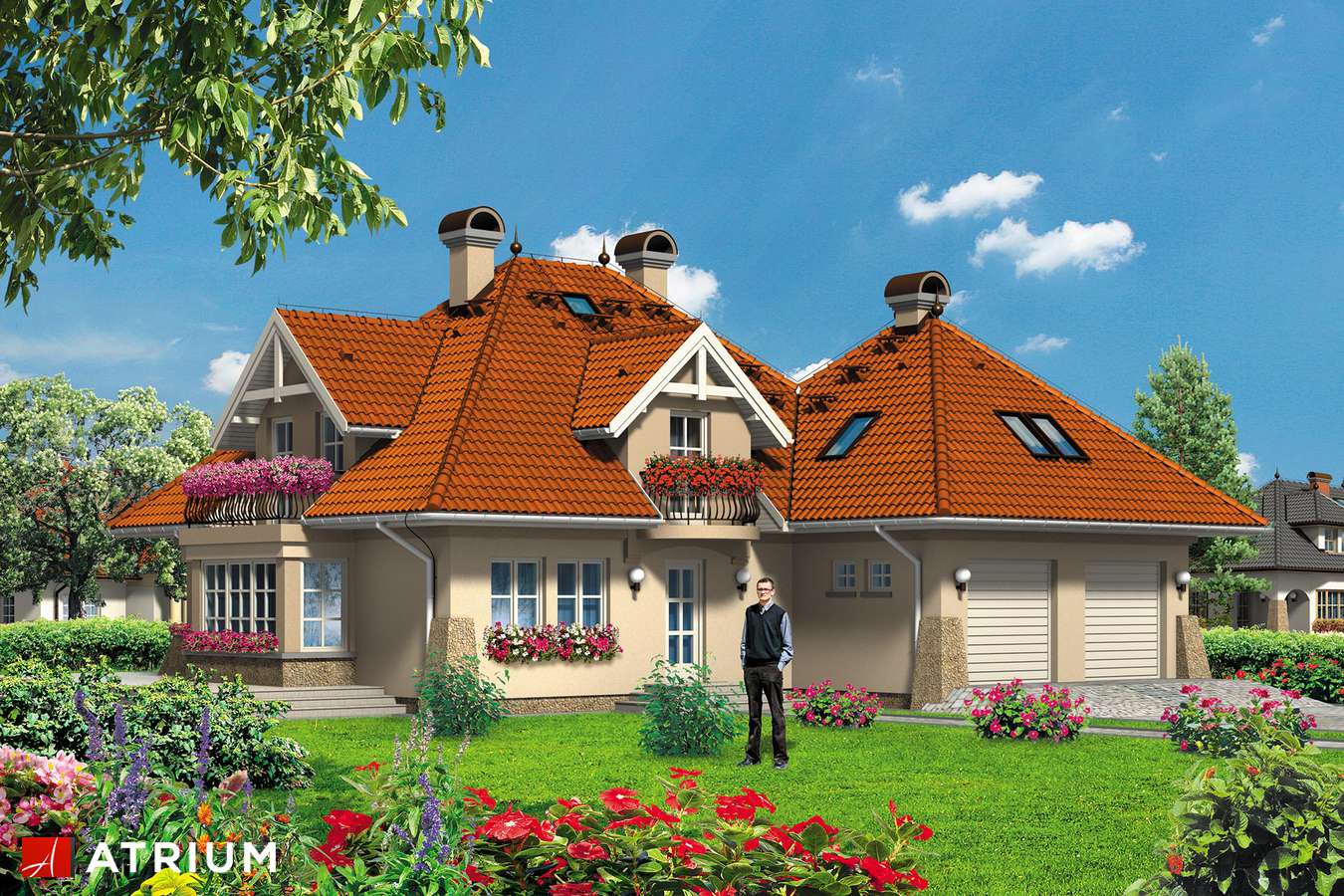 Projekty domów - Projekt domu z poddaszem BORNEO - wizualizacja 1 - wersja lustrzana