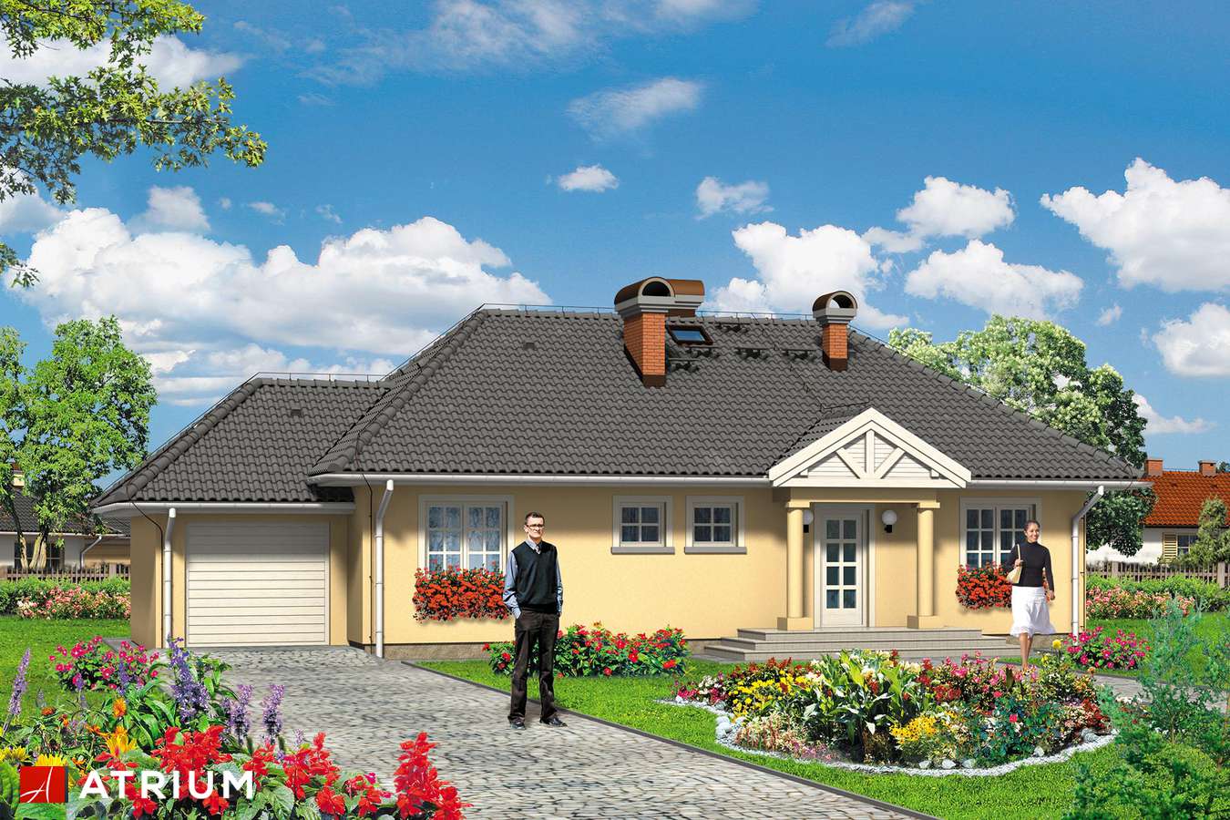 Projekty domów - Projekt domu parterowego ARKA PLUS - wizualizacja 1 - wersja lustrzana