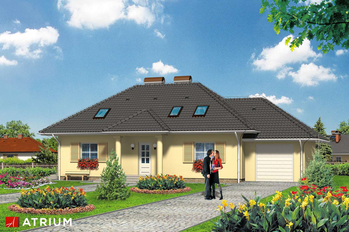 Projekty domów - Projekt domu z poddaszem JAśMINOWY DWOREK - wizualizacja 1 - wersja lustrzana