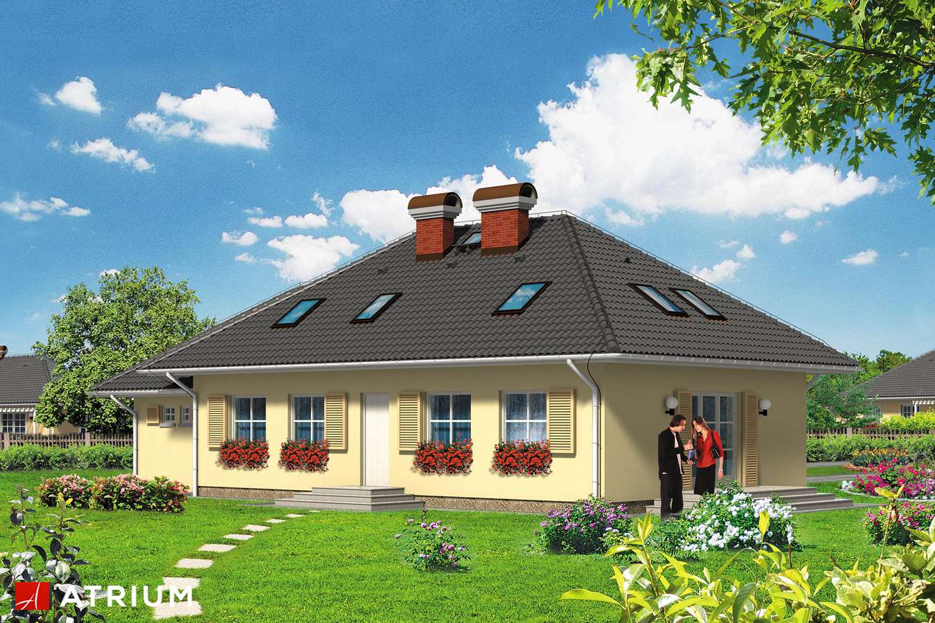 Projekty domów - Projekt domu z poddaszem JAśMINOWY DWOREK - wizualizacja 2 - wersja lustrzana