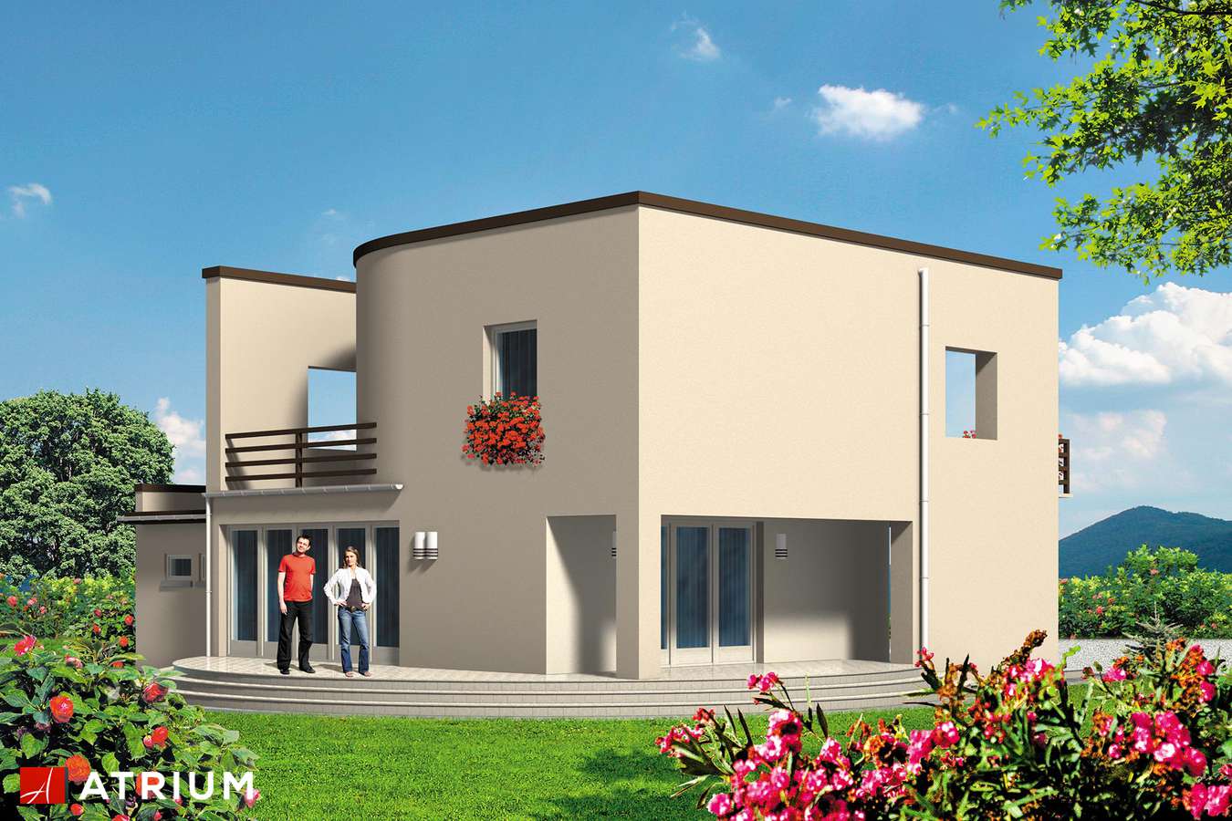 Projekty domów - Projekt domu piętrowego WILLA MODERNA - wizualizacja 2 - wersja lustrzana