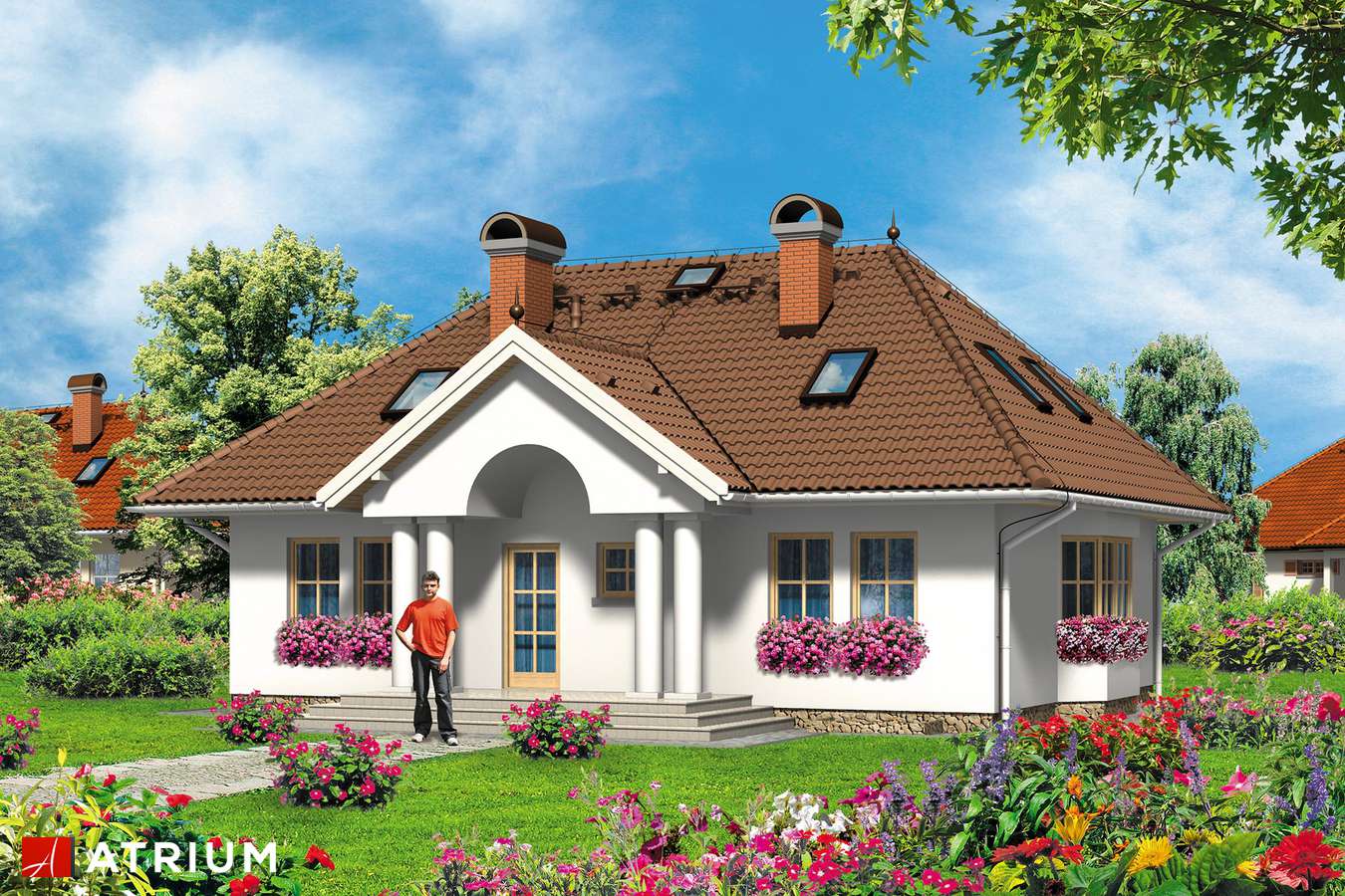 Projekty domów - Projekt domu z poddaszem MIłOSTEK - wizualizacja 1 - wersja lustrzana