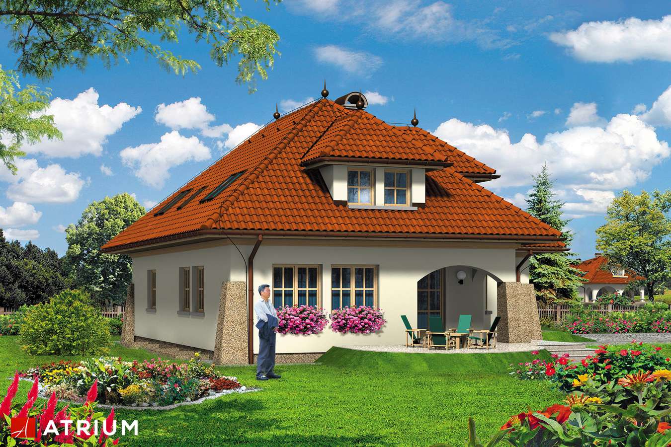 Projekty domów - Projekt domu z poddaszem WILLA MARKIZA - wizualizacja 2 - wersja lustrzana