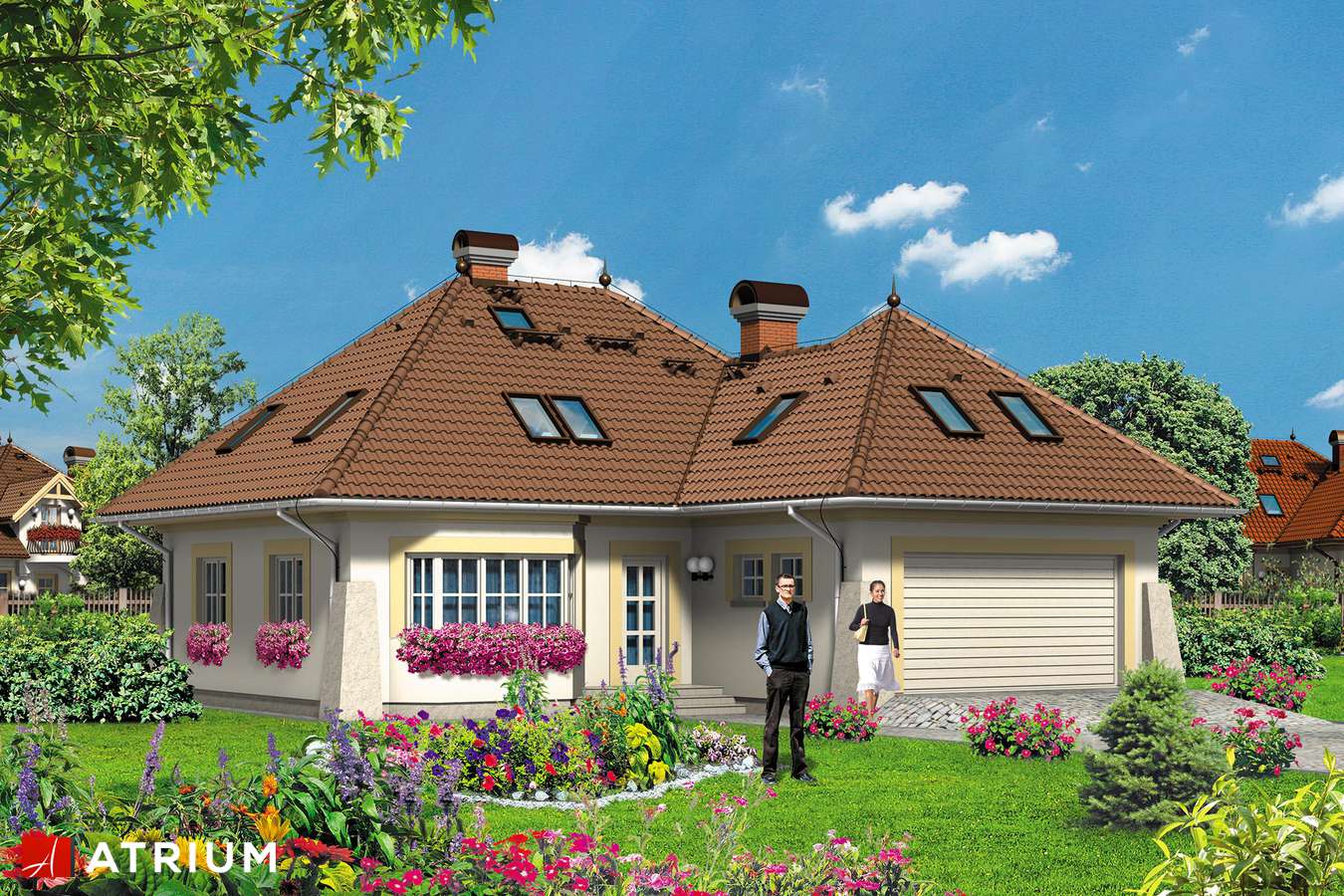 Projekty domów - Projekt domu z poddaszem KLASYK PLUS - wizualizacja 1 - wersja lustrzana