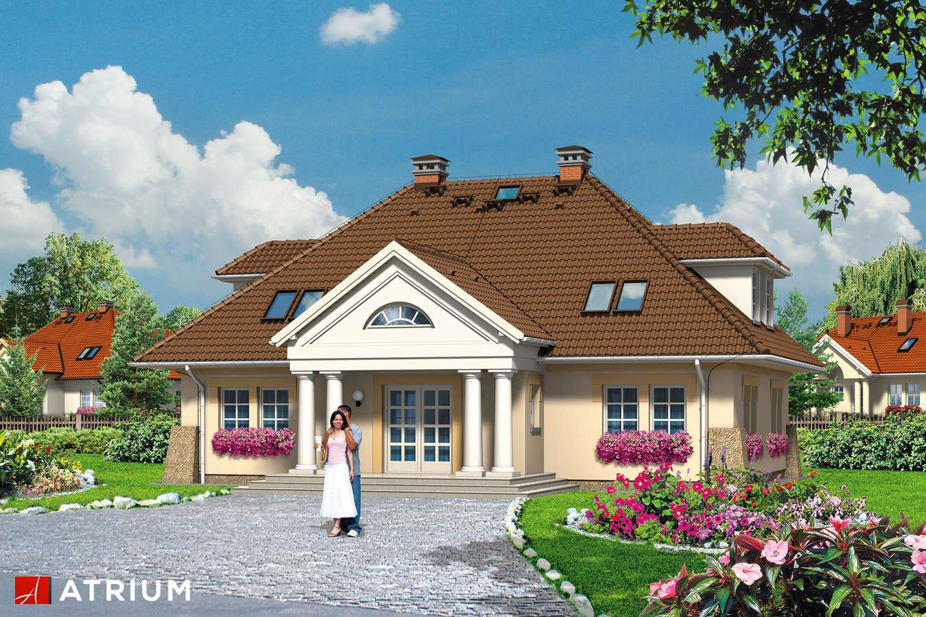 Projekty domów - Projekt domu z poddaszem KASZTELANKA - wizualizacja 1 - wersja lustrzana