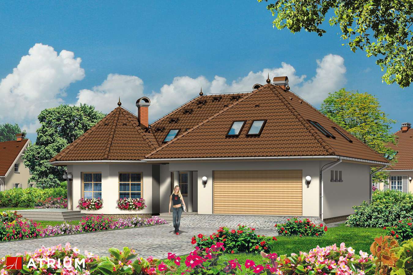 Projekty domów - Projekt domu z poddaszem JEżYNKA - wizualizacja 2 - wersja lustrzana
