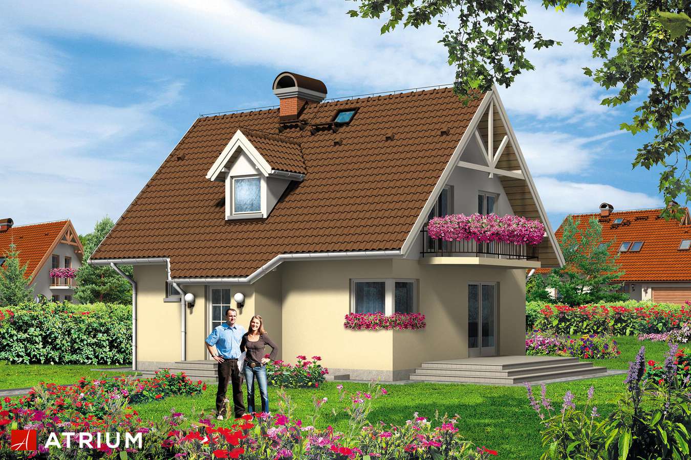 Projekty domów - Projekt domu z poddaszem SłONECZKO - wizualizacja 1 - wersja lustrzana
