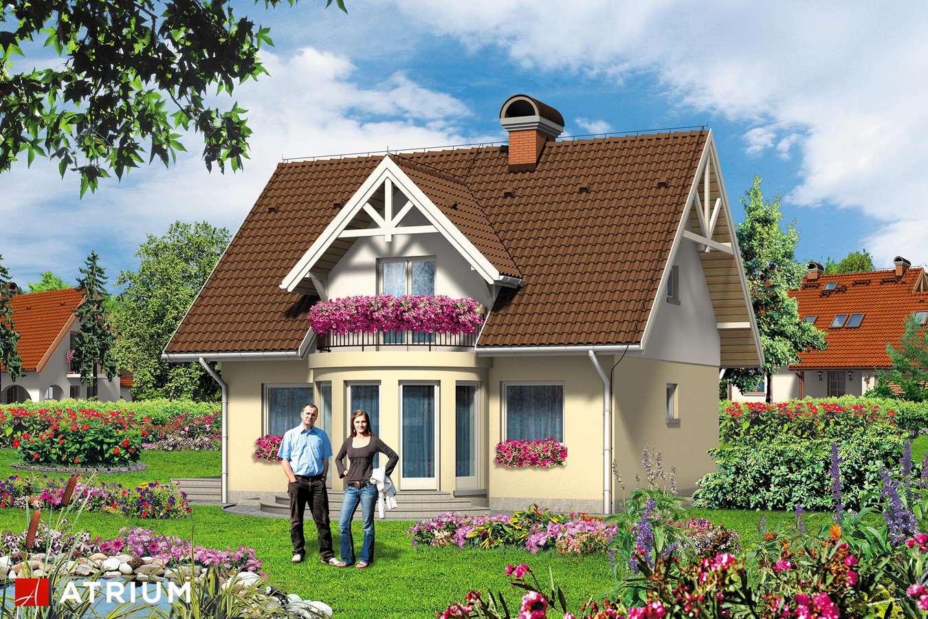 Projekty domów - Projekt domu z poddaszem SłONECZKO - wizualizacja 2 - wersja lustrzana