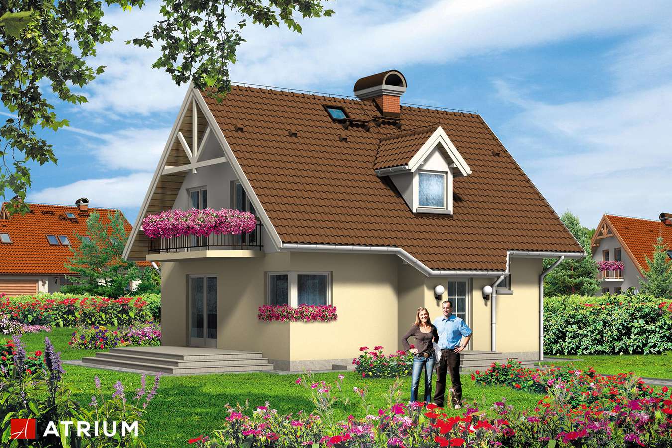 Projekty domów - Projekt domu z poddaszem SłONECZKO - wizualizacja 1
