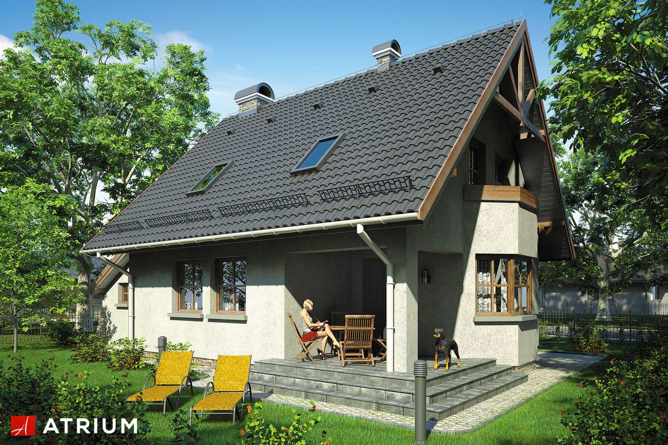 Projekty domów - Projekt domu z poddaszem CHATKA AGATKA - wizualizacja 2 - wersja lustrzana