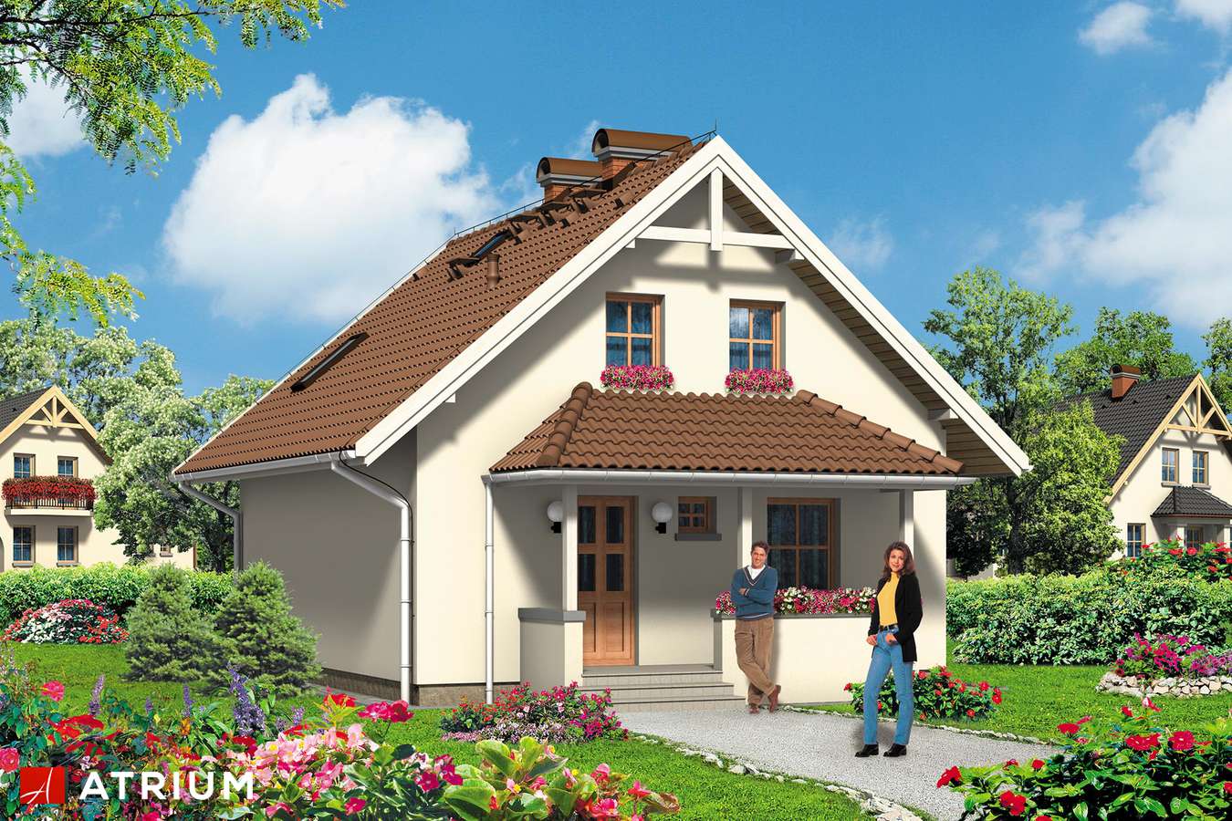 Projekty domów - Projekt domu z poddaszem MINI MAD - wizualizacja 1 - wersja lustrzana