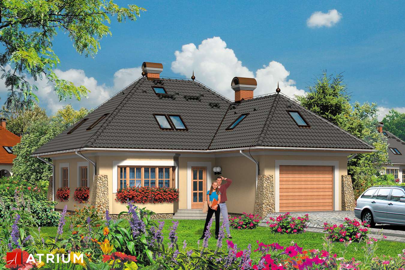 Projekty domów - Projekt domu z poddaszem KLASYK II - wizualizacja 1 - wersja lustrzana