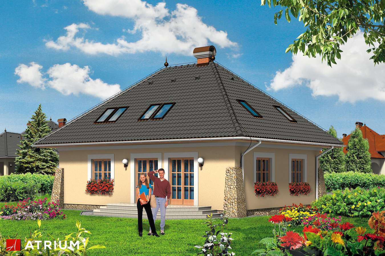 Projekty domów - Projekt domu z poddaszem KLASYK II - wizualizacja 2 - wersja lustrzana