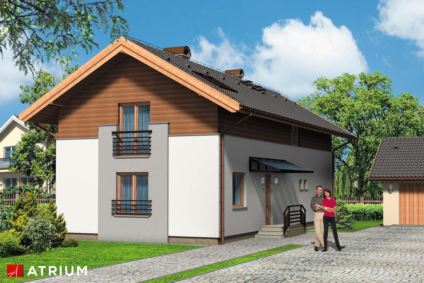 Projekty domów - Projekt domu z poddaszem ZAKąTEK SZCZęśCIA - wizualizacja 1