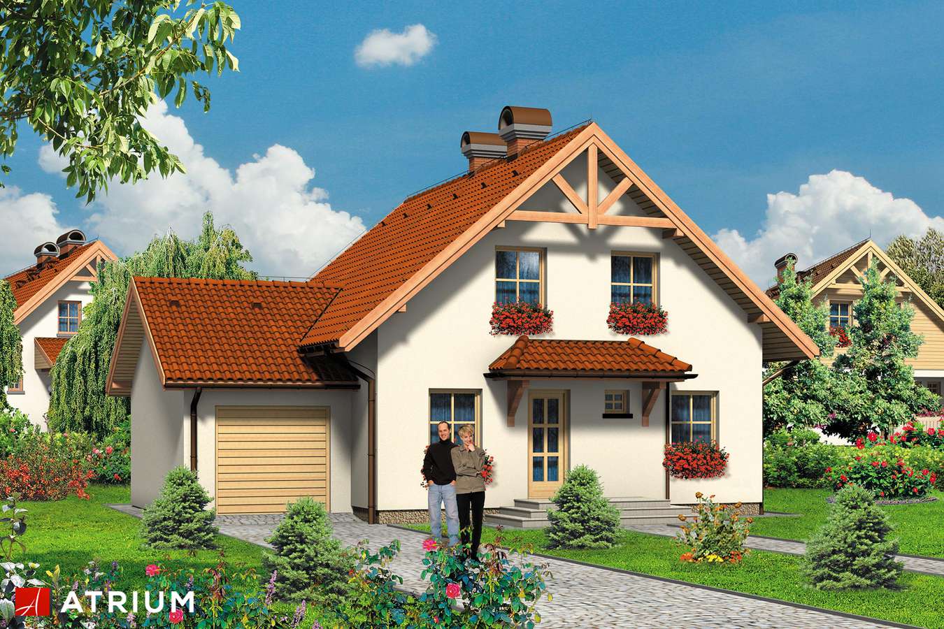 Projekty domów - Projekt domu z poddaszem FOKUS - wizualizacja 1 - wersja lustrzana