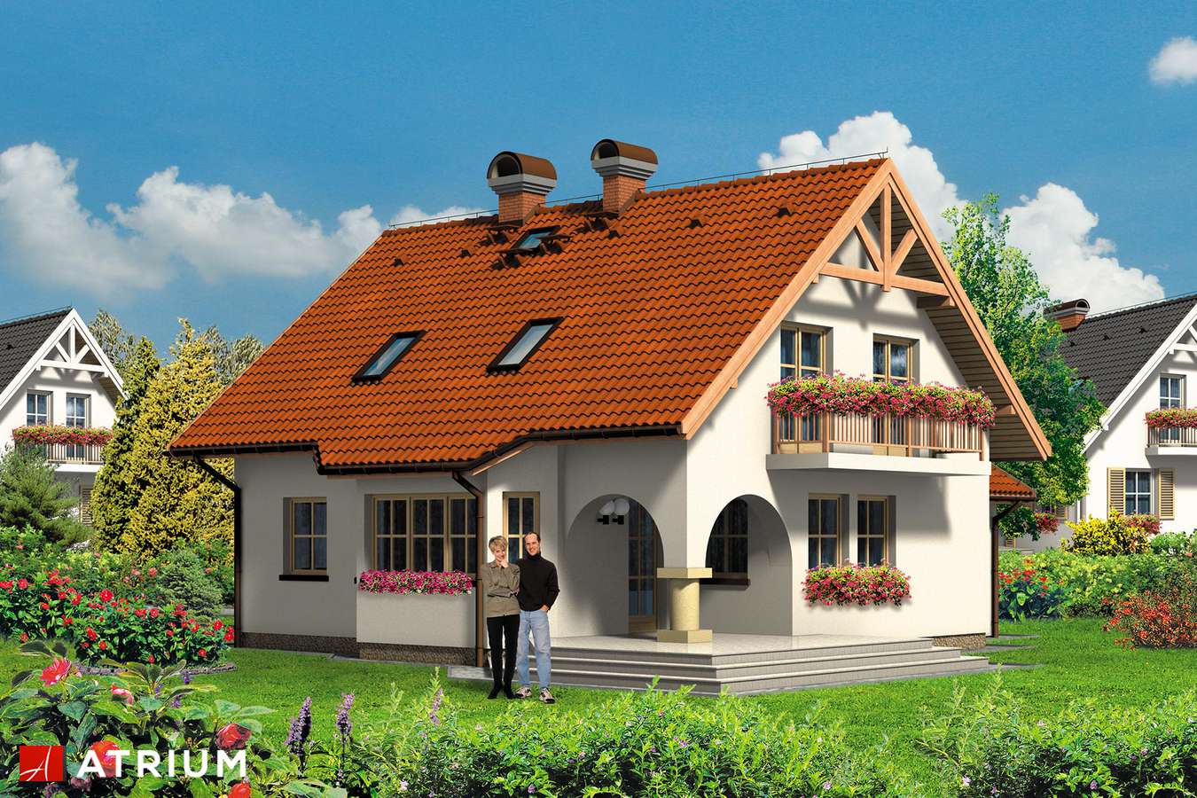 Projekty domów - Projekt domu z poddaszem FOKUS - wizualizacja 2 - wersja lustrzana