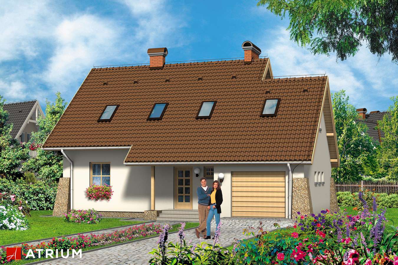 Projekty domów - Projekt domu z poddaszem ROLEKS - wizualizacja 1 - wersja lustrzana