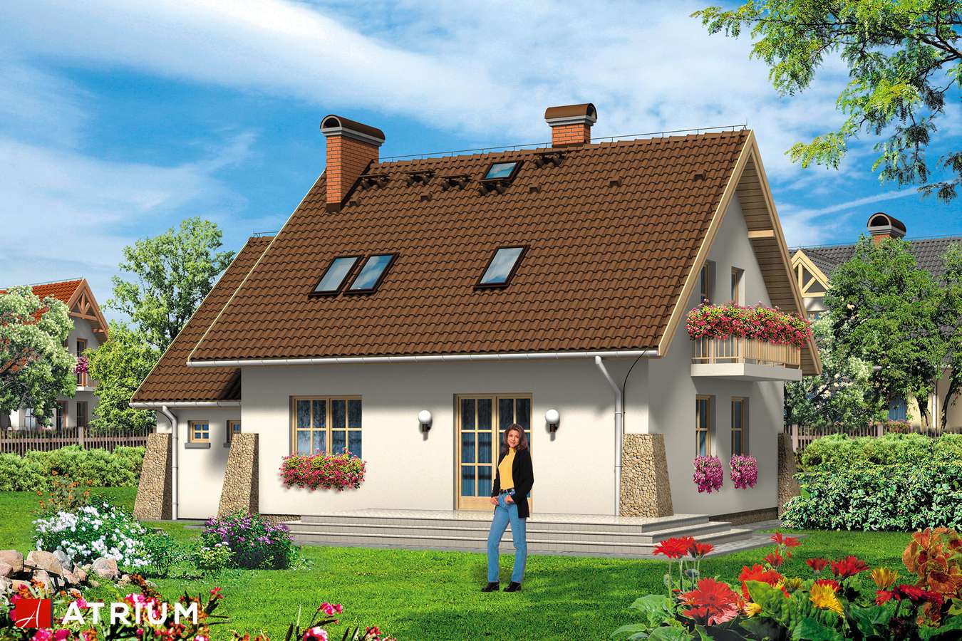 Projekty domów - Projekt domu z poddaszem ROLEKS - wizualizacja 2 - wersja lustrzana