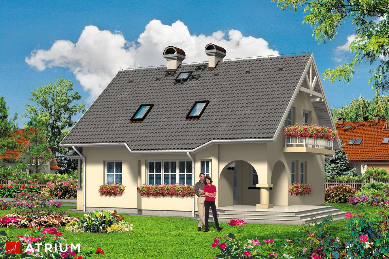Projekty domów - Projekt domu z poddaszem BINGO - wizualizacja 2 - wersja lustrzana
