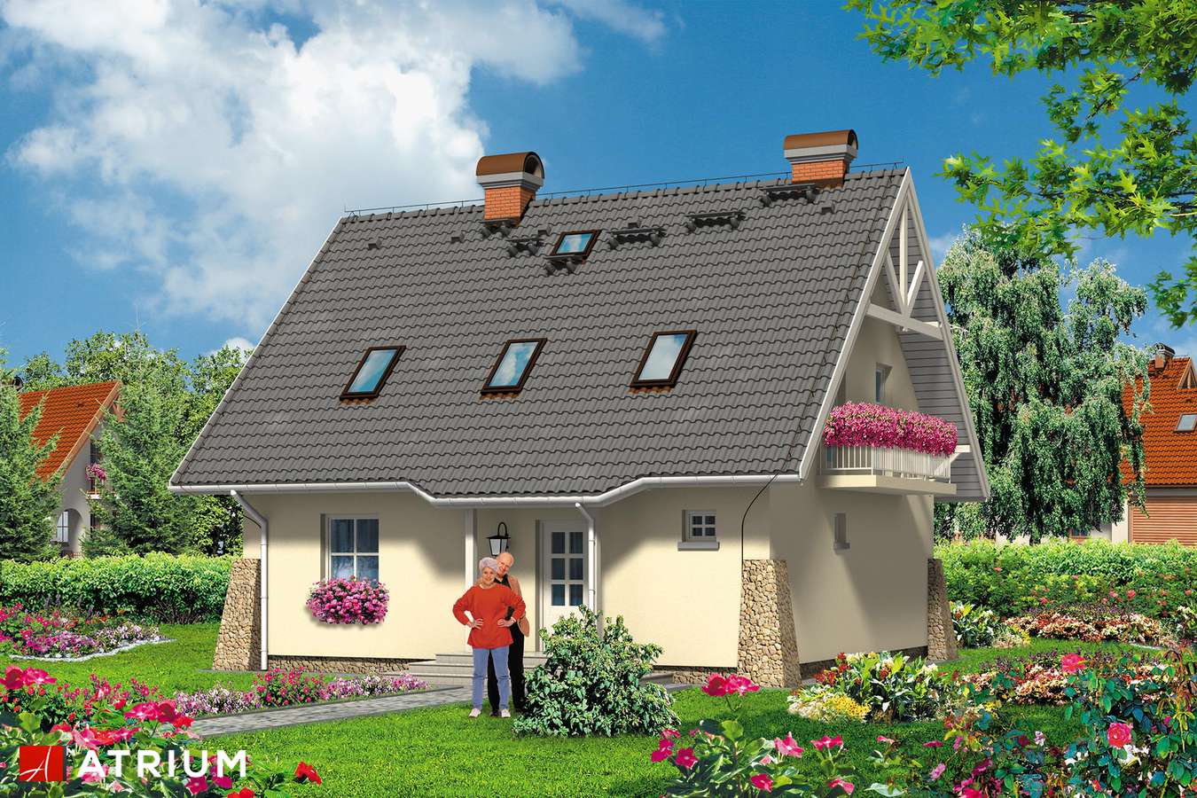 Projekty domów - Projekt domu z poddaszem ARTUS - wizualizacja 1 - wersja lustrzana