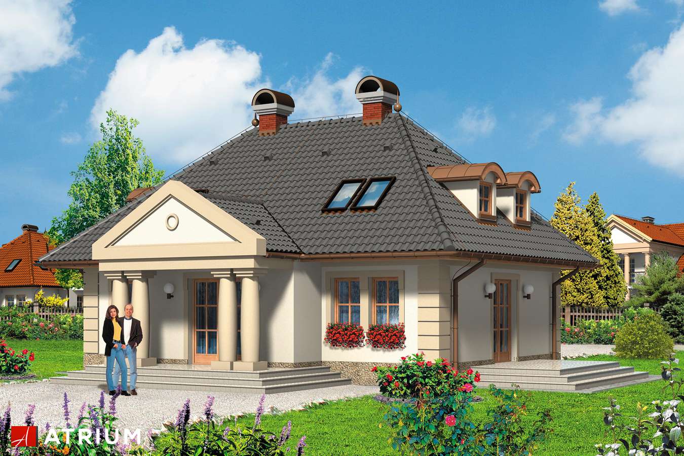 Projekty domów - Projekt domu z poddaszem KASZTANOWY DWOREK - wizualizacja 2 - wersja lustrzana