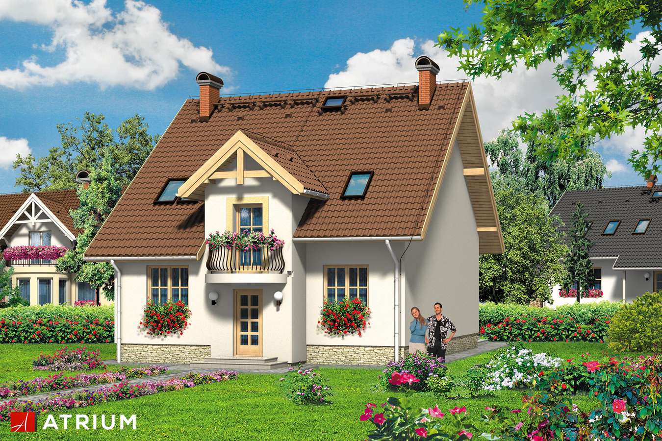 Projekty domów - Projekt domu z poddaszem KANON III - wizualizacja 1 - wersja lustrzana