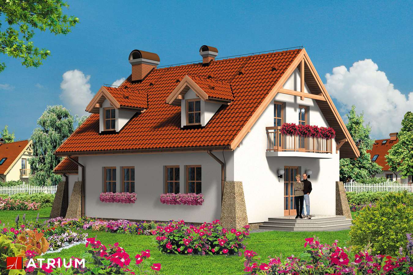 Projekty domów - Projekt domu z poddaszem VICTORIA II - wizualizacja 2 - wersja lustrzana